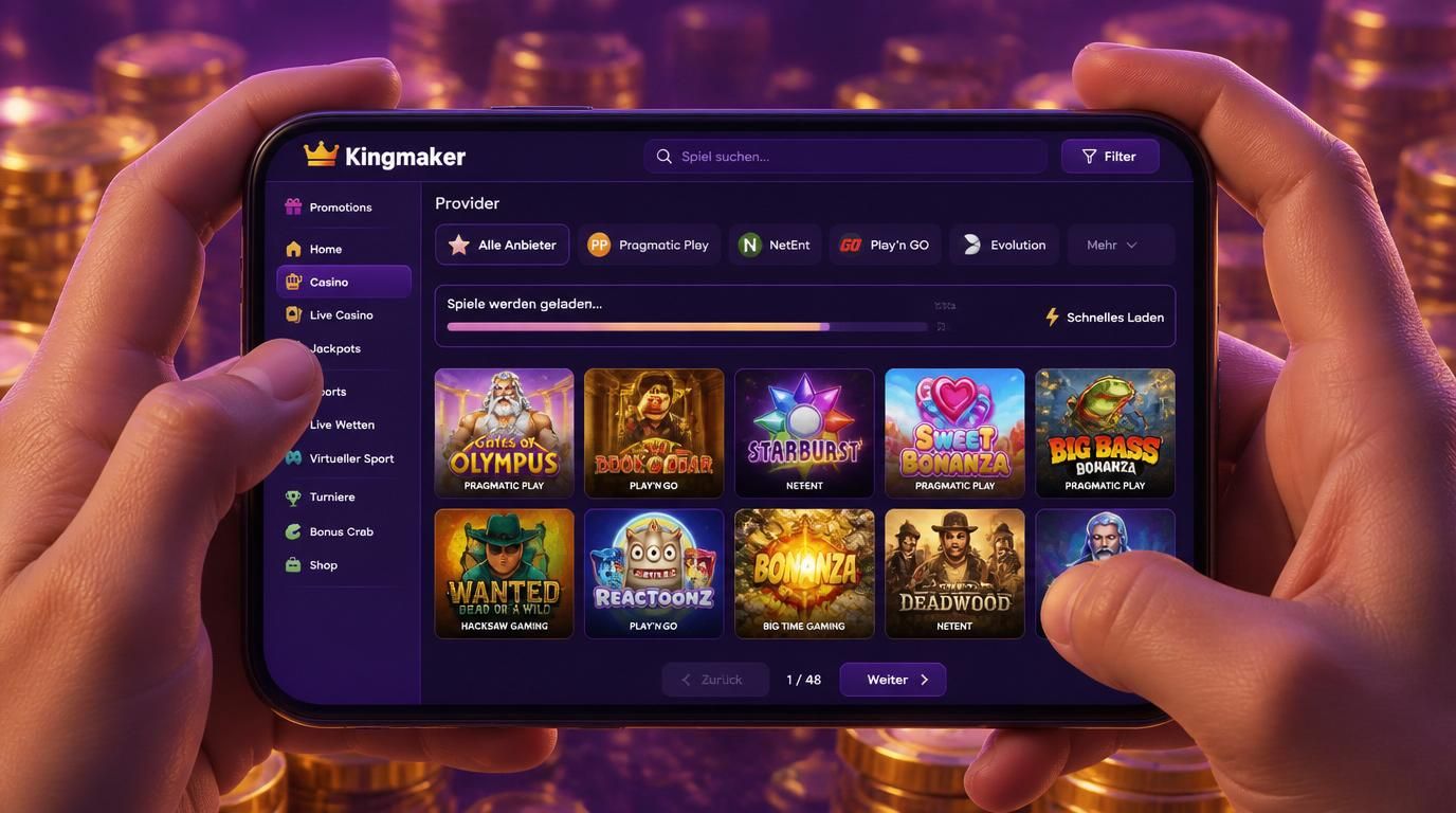 Zeigt die Filter- und Suchfunktion für Slots in der Kingmaker-App